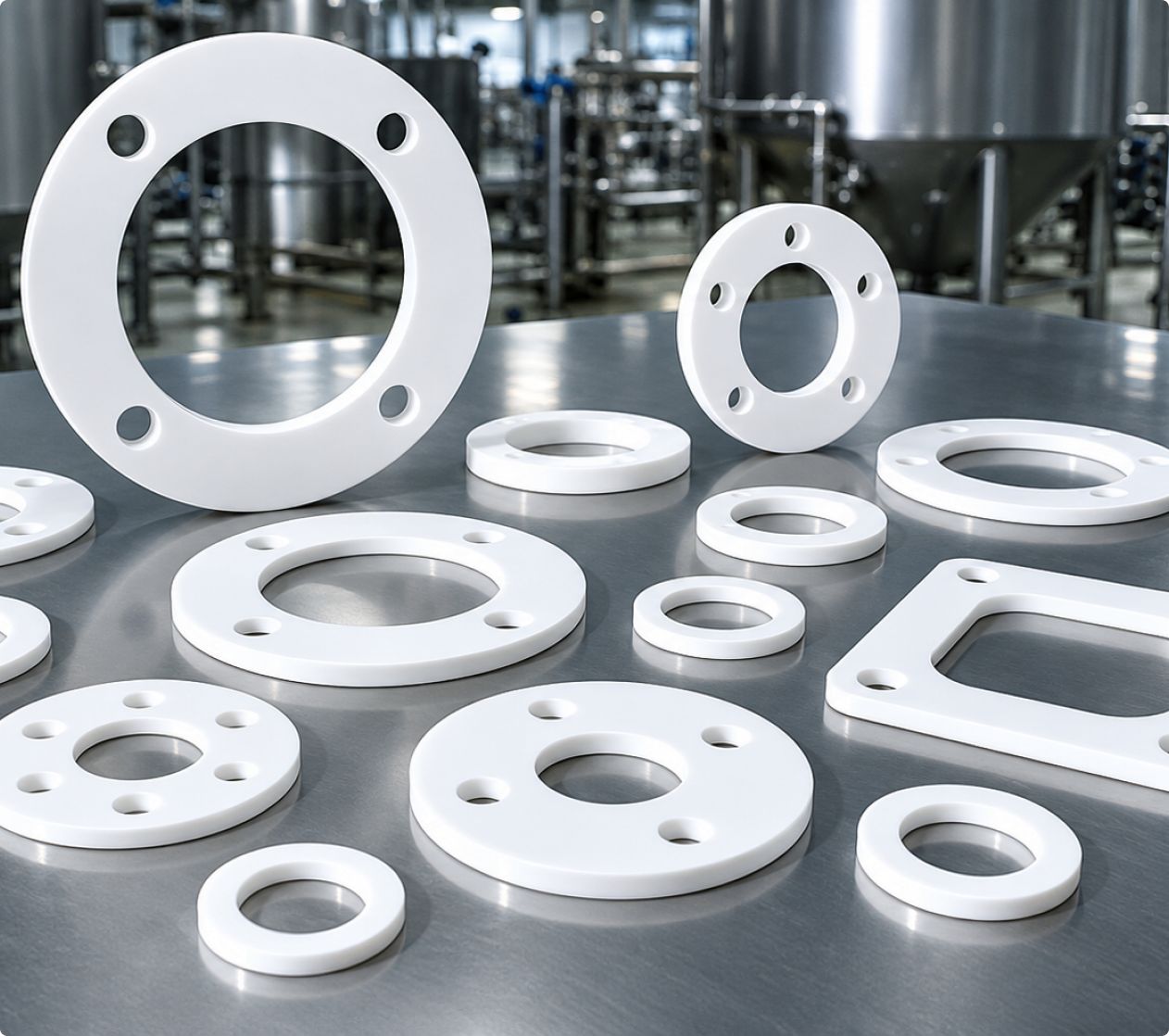 Gioăng Teflon PTFE gia công cho mặt bích